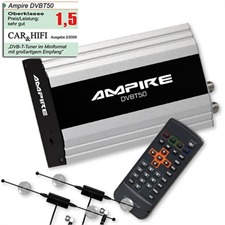 Ampire DVBT50 – DVB-T Diversity-Receiver + DVB-T-Antenne (2 Stk.) für digitalen TV-Empfang im Auto