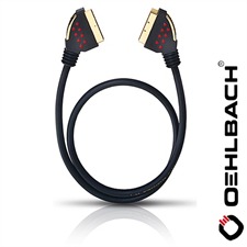 Oehlbach 22372 - SCA 2003 - Scartkabel 1 x Scart auf 1 x Scart (1 Stk / 1,0 m / schwarz/rot/gold)