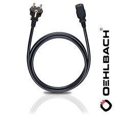 Oehlbach 17042 - Powercord C 13 - Netzkabel mit Schukostecker und Kaltgerätekupplung (1 Stück / 5,0 m / schwarz)