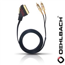 Oehlbach 22371 - SCA 2003 - Scartkabel 1 x Scart auf 2 x Cinch (1 Stück / 5,0 m / schwarz/rot/gold)