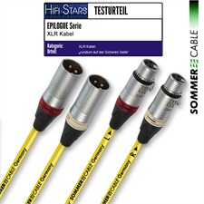 HICON EPB1-0100 - EPILOGUE Serie - NF-Phonokabel 2 x XLR Male auf 2 x XLR Female (1 Stück / 1,0 m / silber/gelb)