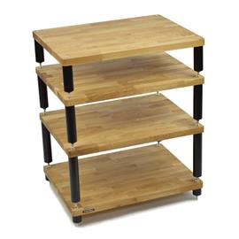 Atacama APOLLO - STORM 6 - hochwertiges HiFi-Rack - 4 Ebenen (insgesamt 4 Regalböden aus heller massiver Eiche / Seidenschwarze Module / komplett entkoppelt / inkl. Spikes)