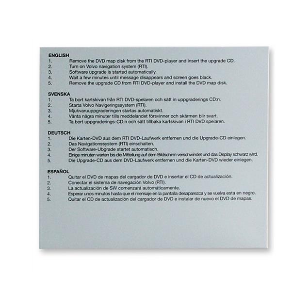 VOLVO Operating software - Navigation / Radio software Update for Volvo RTI (P/N 31266835 / 1CD)