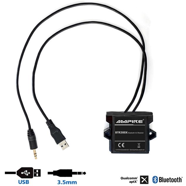 Ampire BTR300X - Bluetooth 4.0 receiver - Bluetooth adapter with auto-remote function and 3.5 mm jack connector (for music streaming / A2DP / AVRCP / HFP / HID audio streaming)