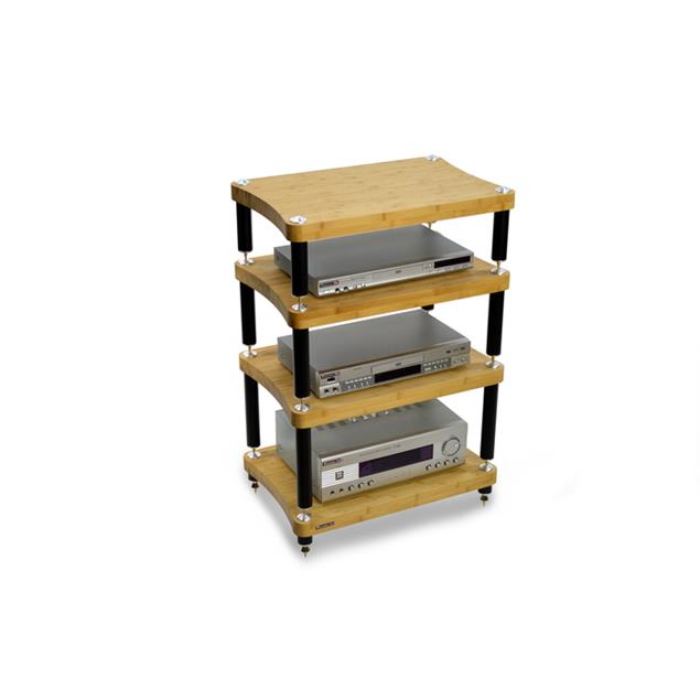Atacama EVOQUE ECO 60/40 SE2 - hi-fi rack (4 shelves made from light bamboo solid wood = natural bamboo / satin black leg modules / incl. spikes)